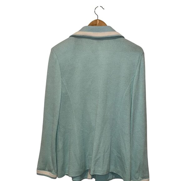 St. John Collection Mint Green One Button Closure Knit Blazer Women's Size 12 - Picture 2 of 10